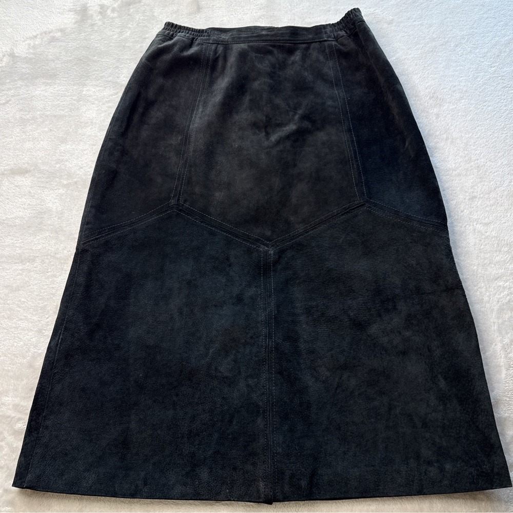 Vintage TRADING POST Deerskin Women's Lined Suede Skirt Size 8 Back Slit‎